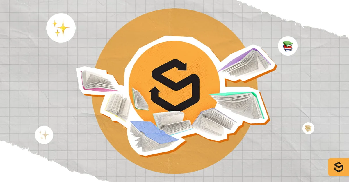 The Shippsy logo surrounded by flying books