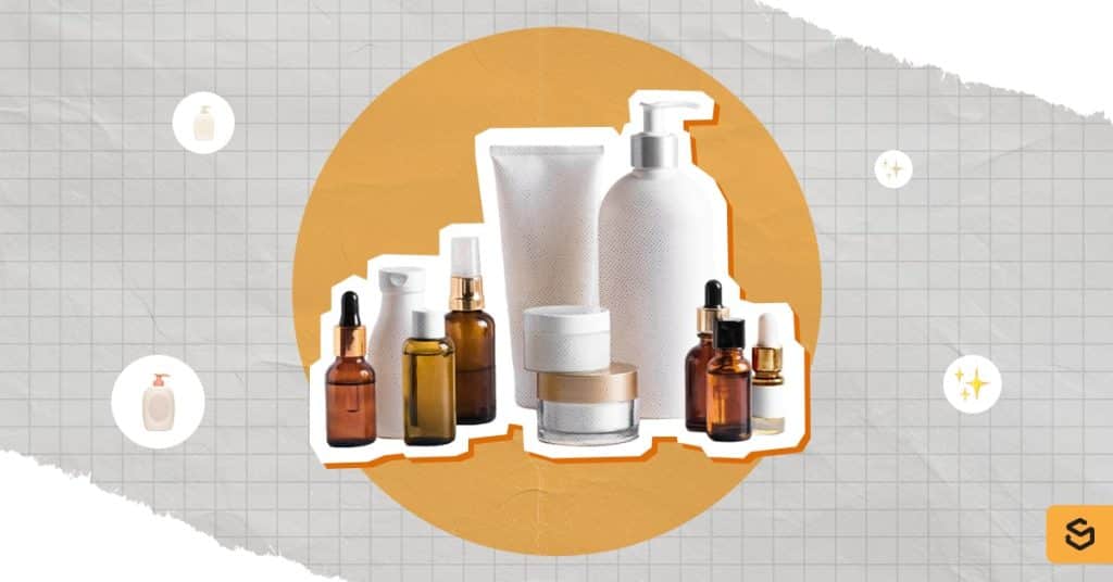 Different skincare bottles