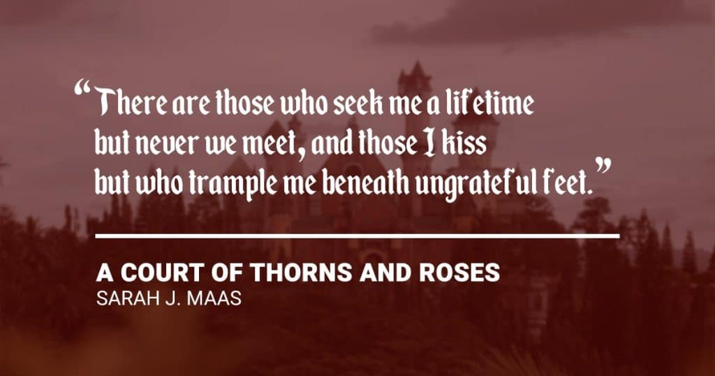 “There are those who seek me a lifetime but never we meet, and those I kiss but who trample me beneath ungrateful feet” A Court of Thorns and Roses by Sarah J. Maas