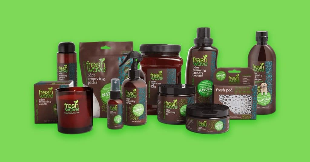 Différents produits Fresh Wave sur fond vert