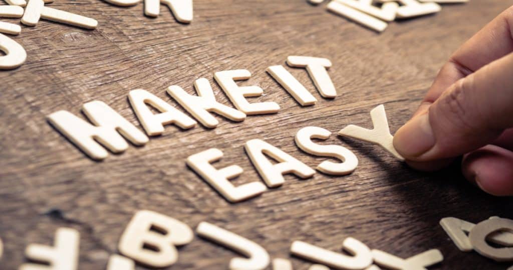 foam letters forming the sentence, “MAKE IT EASY”