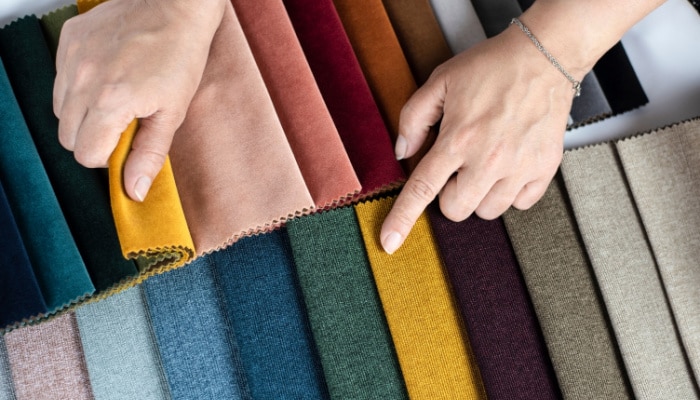 Laid out cloth fabrics of different colors