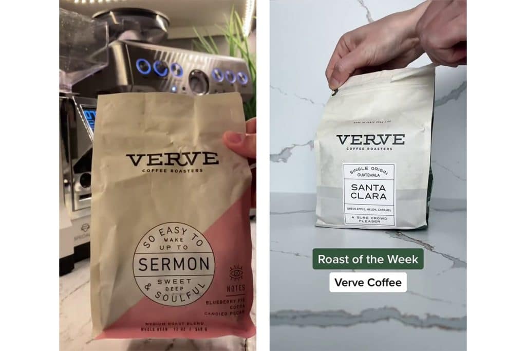 Les utilisateurs de TikTok (à gauche) @cafedania et (à droite) @pureovercoffee donnent leur avis sur les produits TikTok.