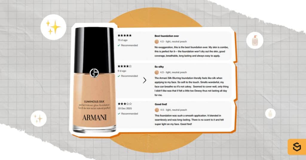 An image of an Armani foundation and its reviews