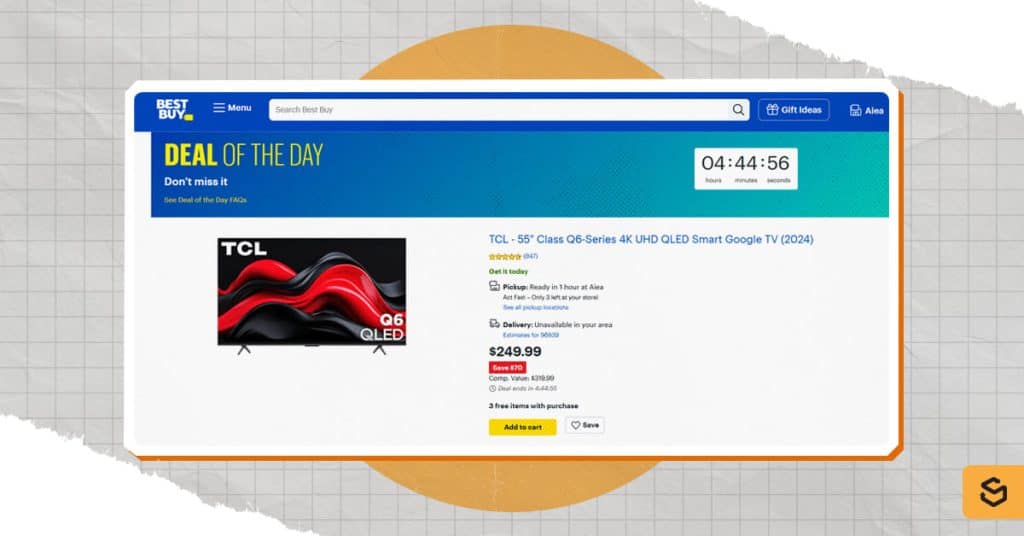 An image of Best Buy's Deal of the Day page