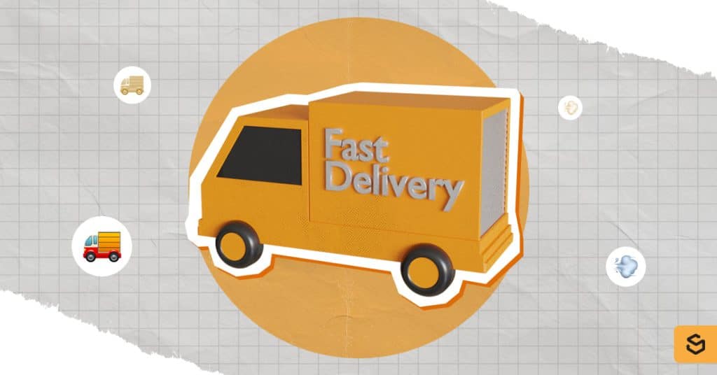 A truck with Fast Delivery text