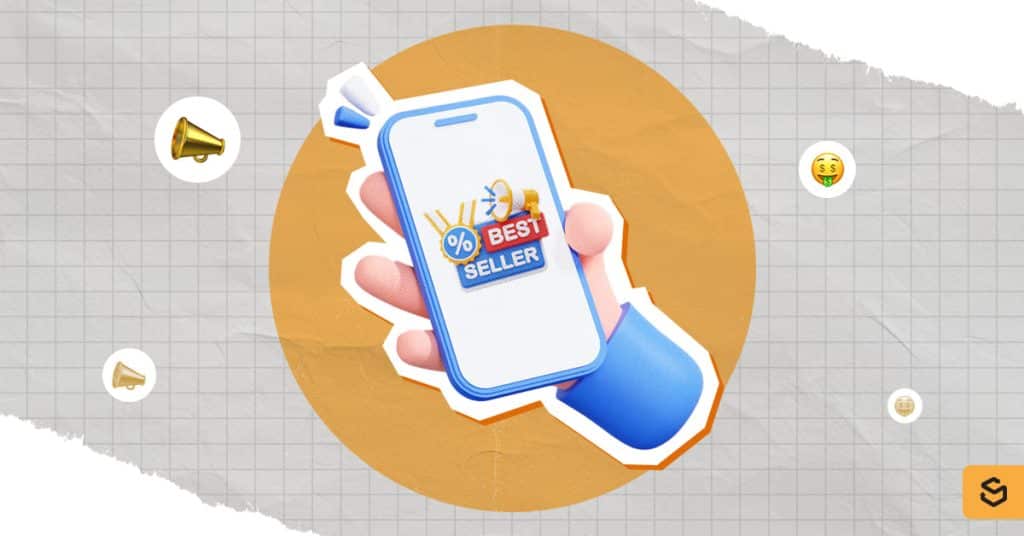 A phone with a Best Seller text on the screen