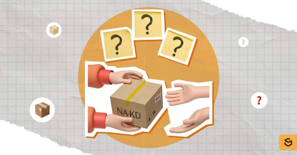 Hands holding and receiving a NA-KD package