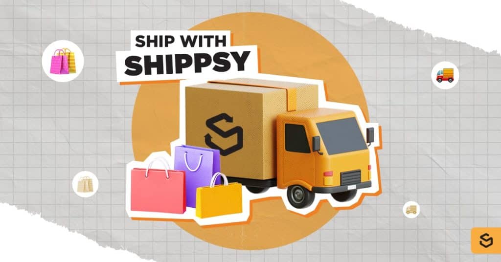 Un camion Shippsy avec des sacs de courses sur le côté