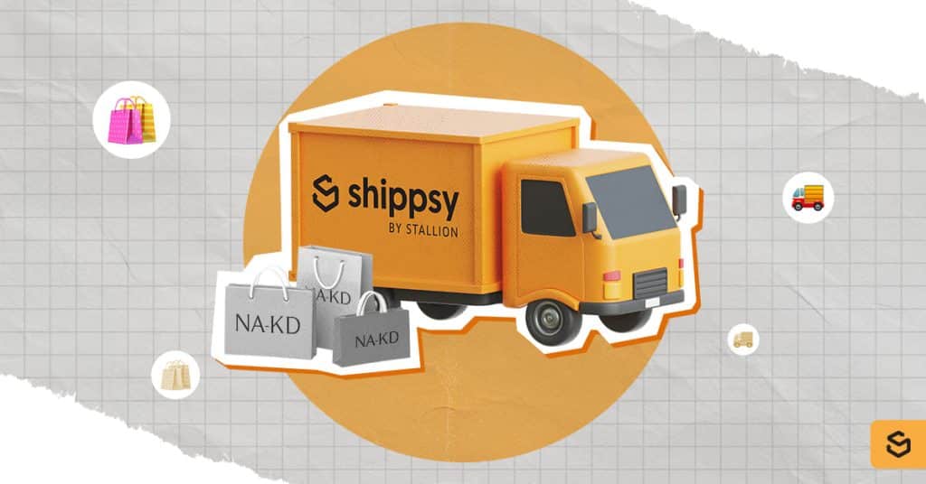 A Shippsy delivery truck and NA-KD shopping bags
