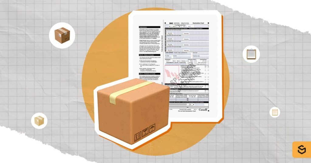 A package and customs declaration form