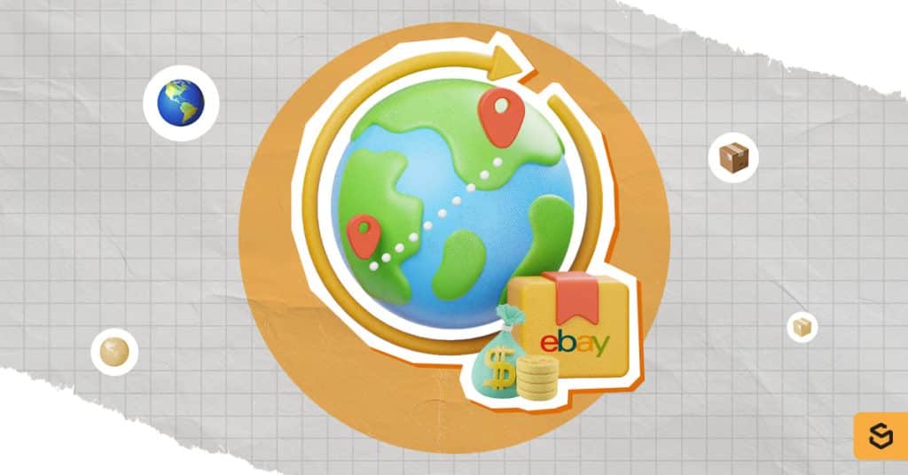 A globe, eBay package, and coins