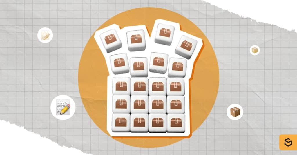 White blocks with brown packages stamp