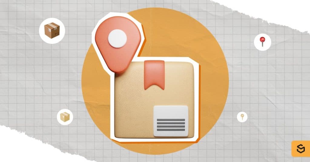 A brown box with a red location at its upper left corner