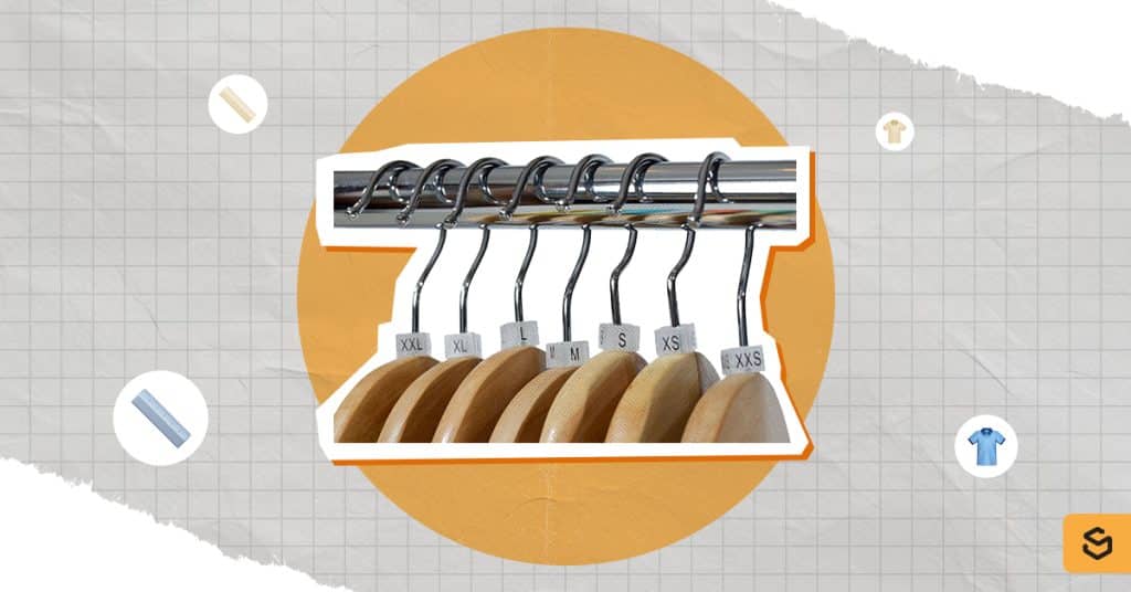 A hanger with sizes