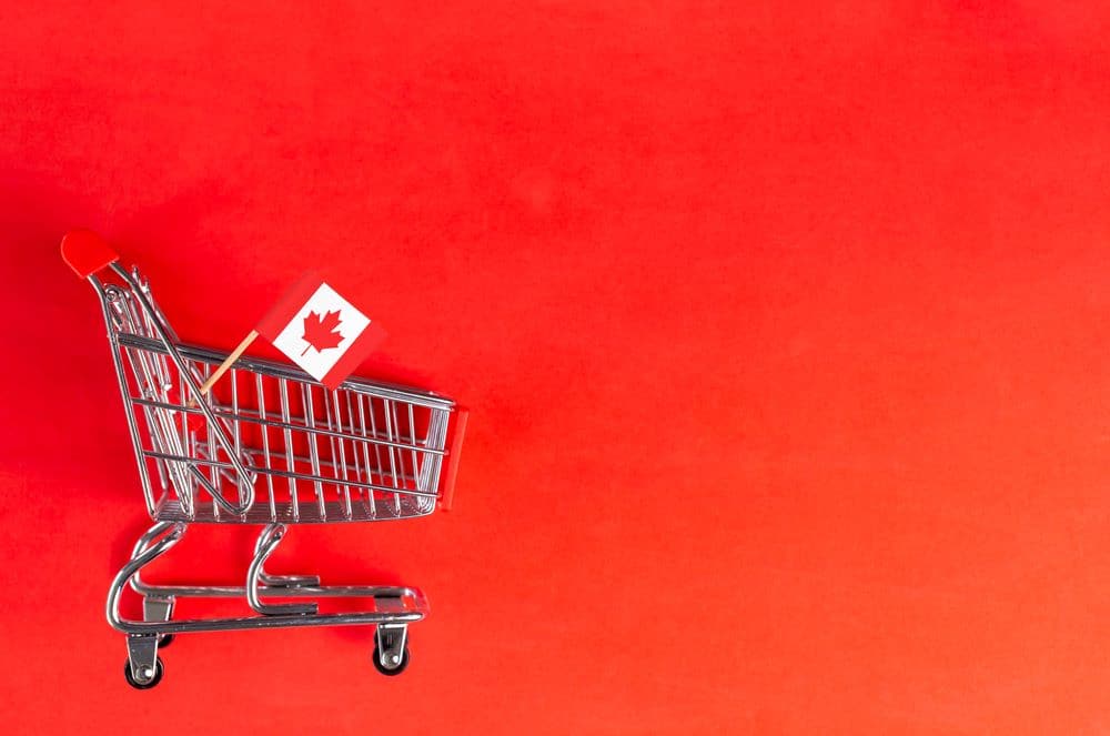 Canada flag inside the shopping cart