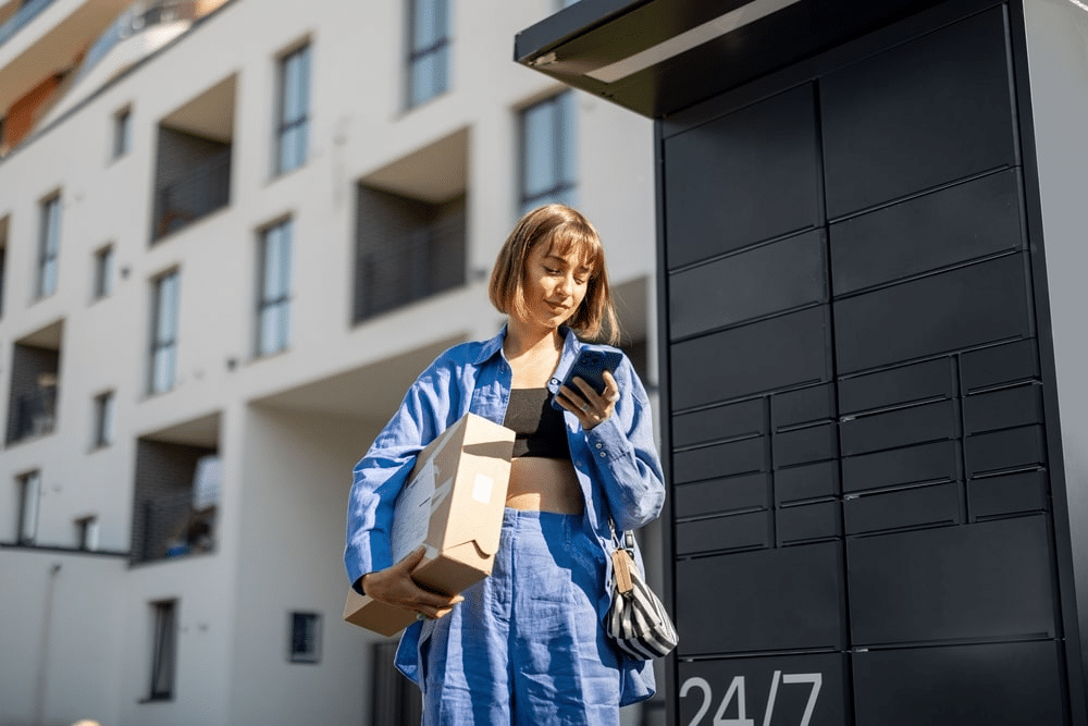woman looking for the right parcel forwarding service