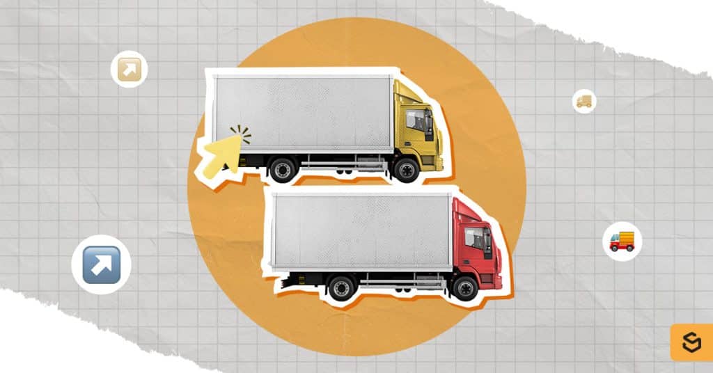 An image of two delivery trucks