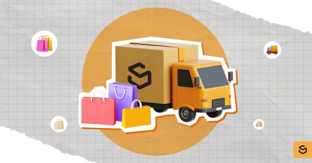 The Shippsy delivery truck with differently coloured shopping bags