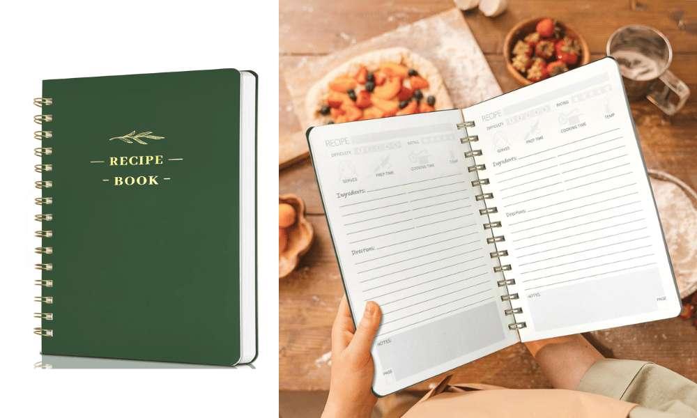A blank recipe book.