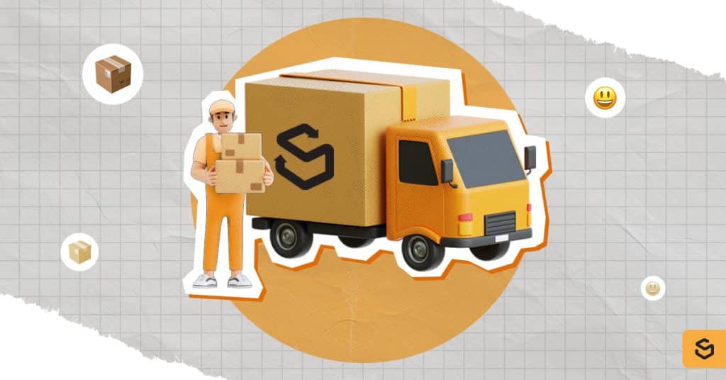 A Shippsy truck and a delivery man holding packages
