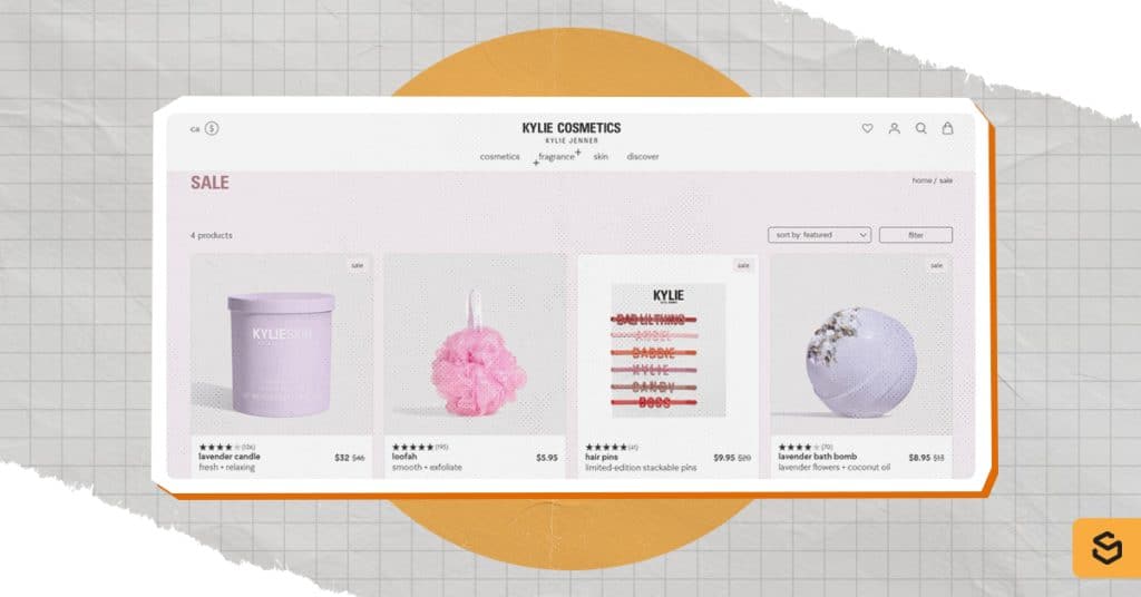 An image of Kylie Cosmetics' sale section