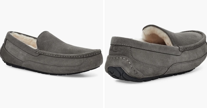 UGG Ascot Leather Slipper in grey suede