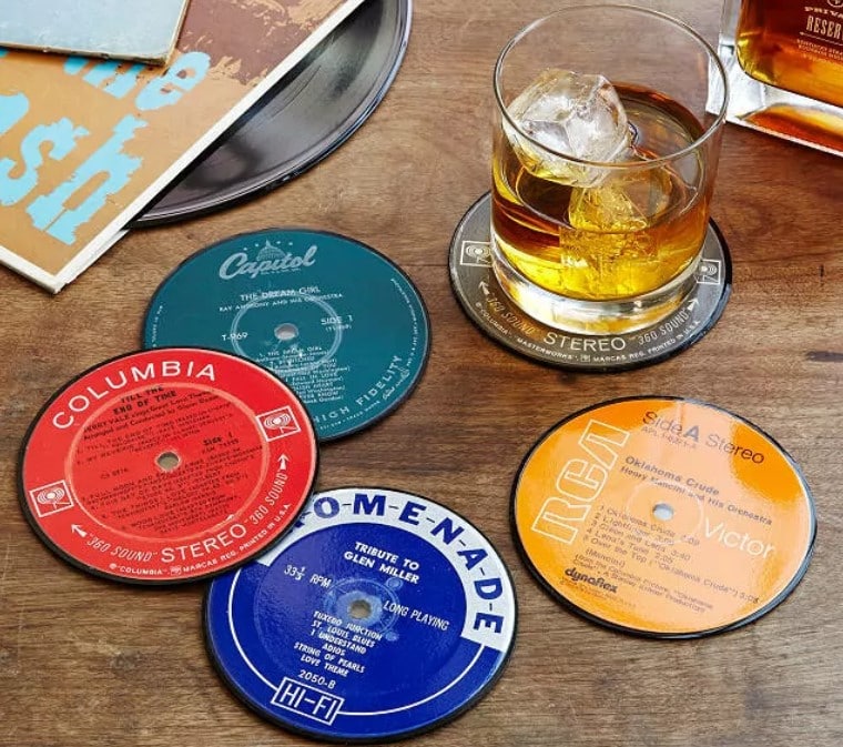 Upcycled Record Coasters