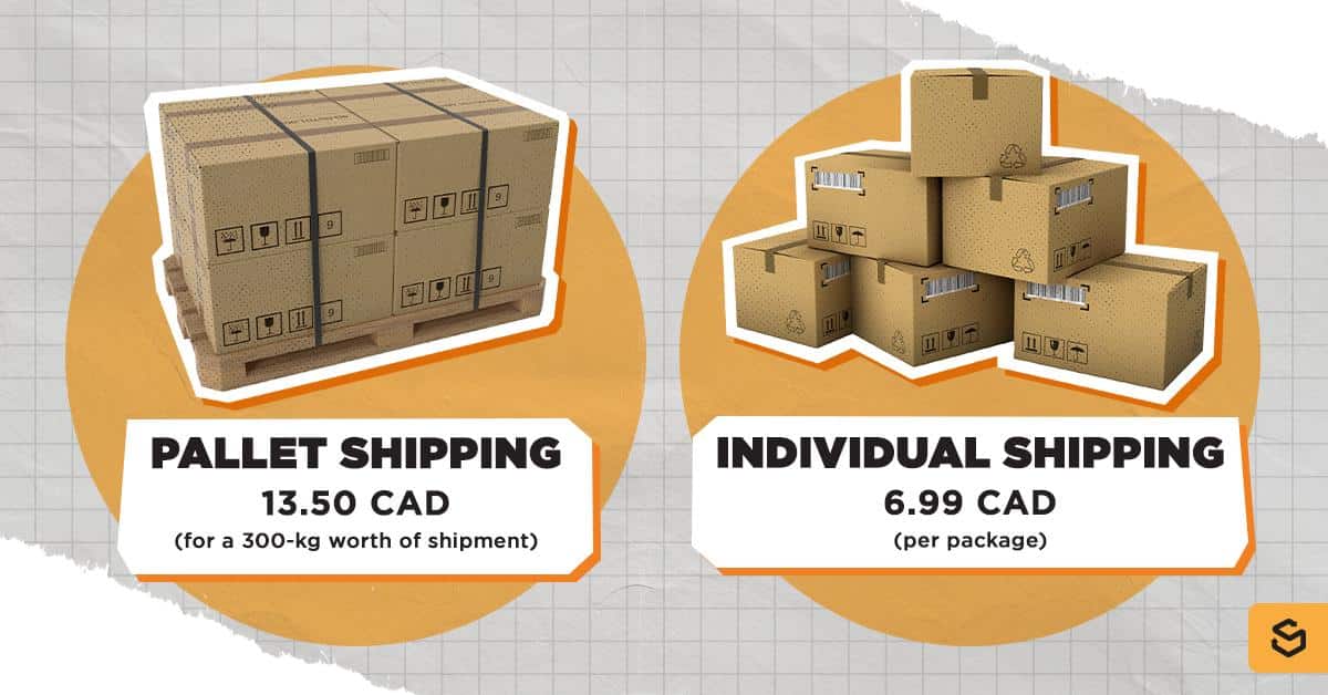 pallet and individual shipping packages