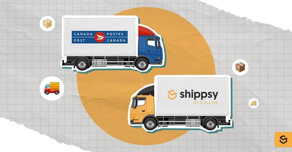 Canada Post and Shippsy delivery trucks