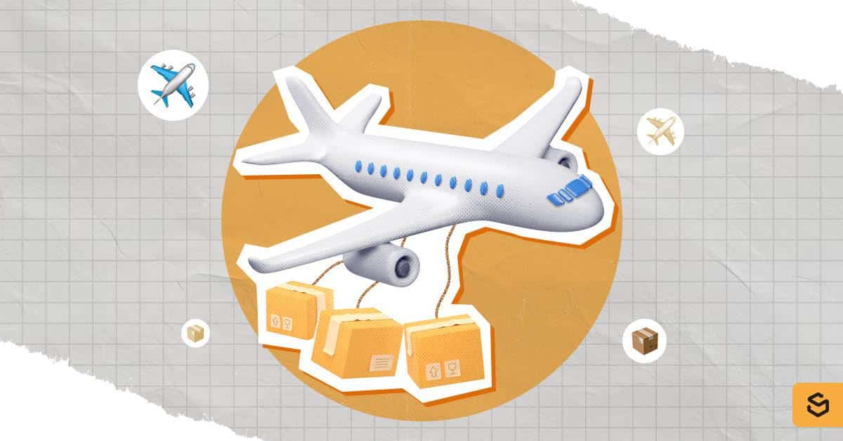 Airplane with packages representing Wish Marketplace's international shipping timeline.