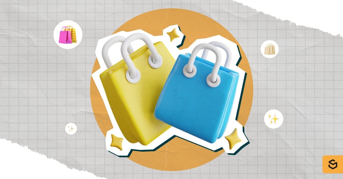 A 3D illustration of two shopping bags.