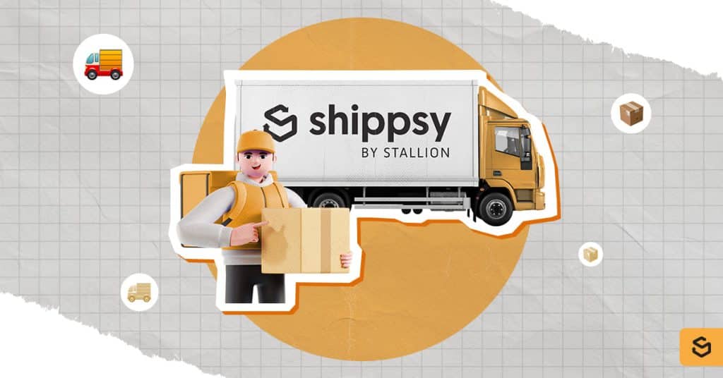 A Shippsy truck and a deliveryman holding a package