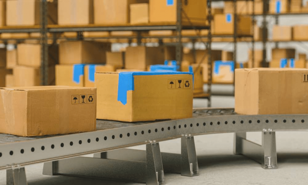 Imported goods on a conveyor.