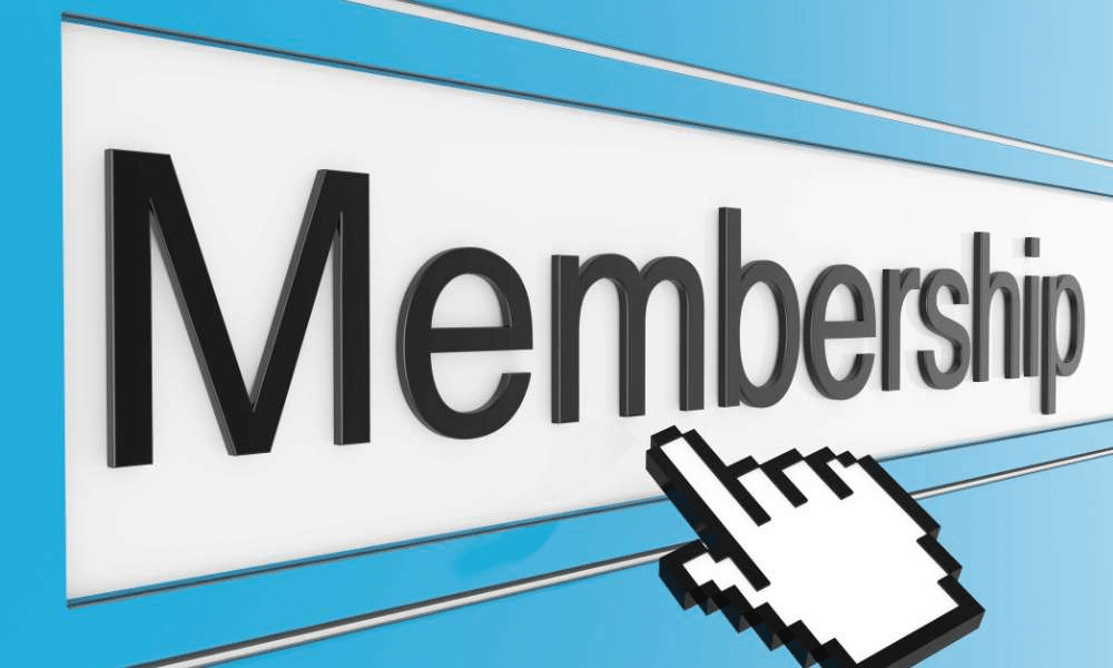 Membership sign with a pixelated cursor.