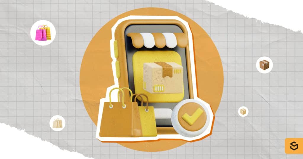 Un téléphone, un colis et des sacs de courses