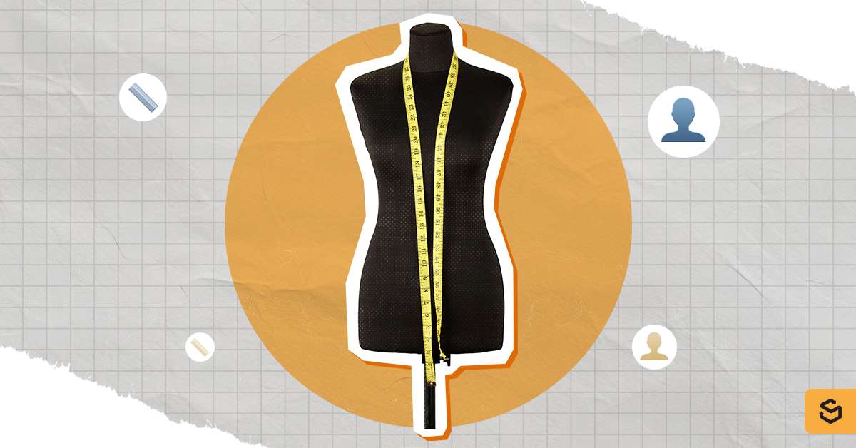 A mannequin with a body measuring tape.