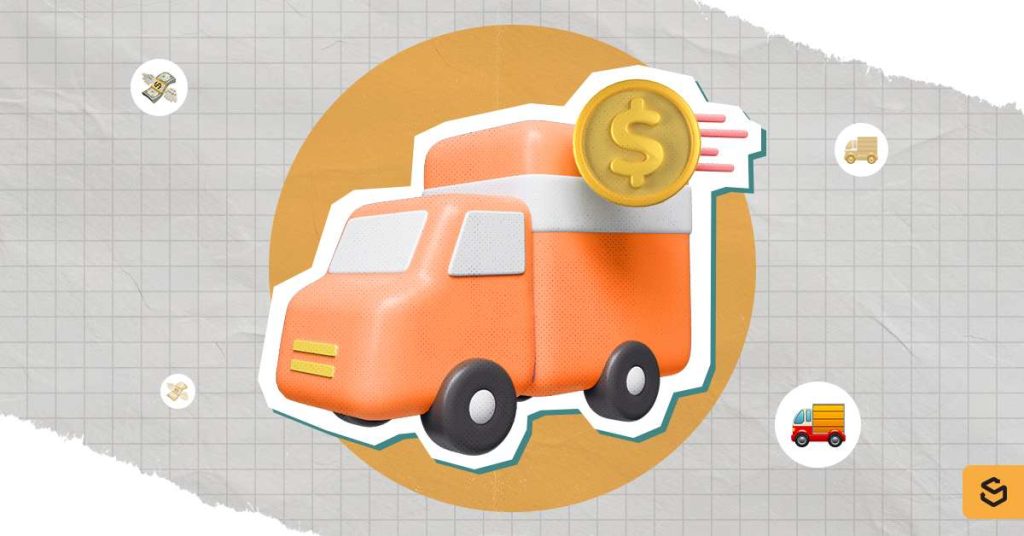 Delivery truck with a dollar coin.