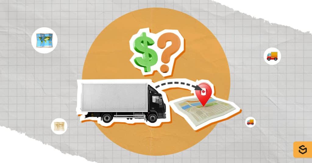A delivery truck and map with Canada pin