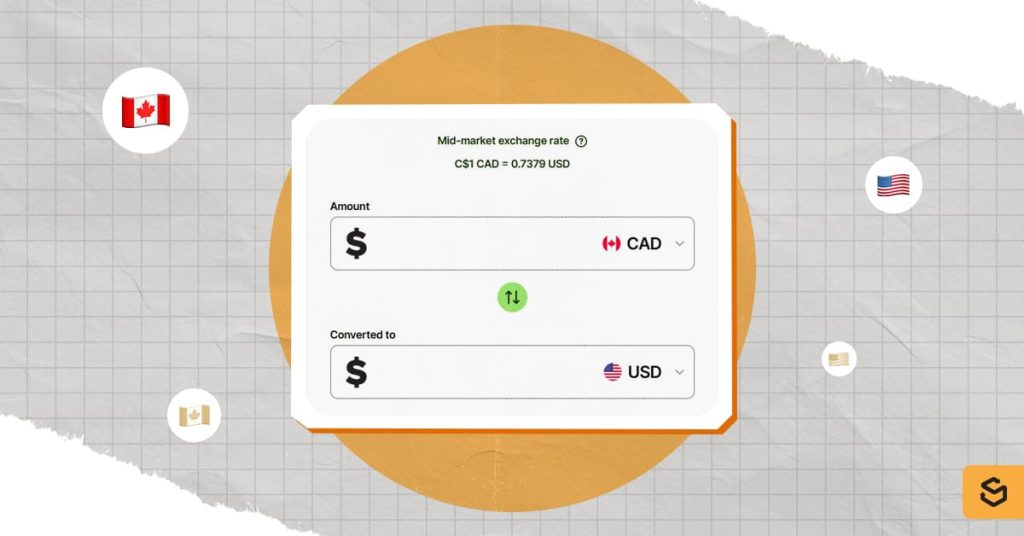 An image of USD to CAD exchange rate