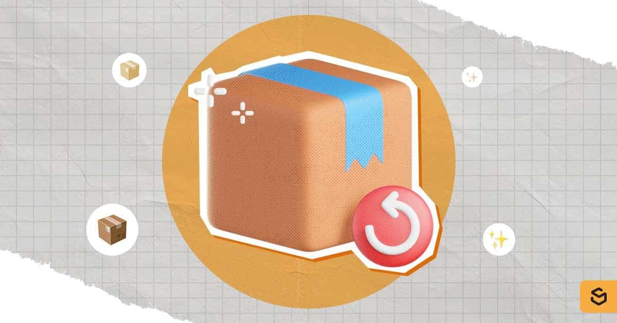 Package with a refresh icon for delays in international shipments.