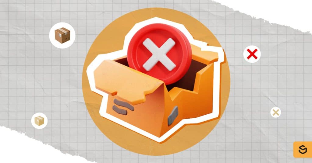 A package with an X mark