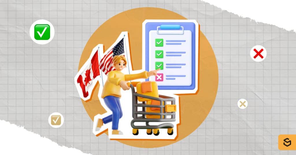 A woman shopping and a checklist
