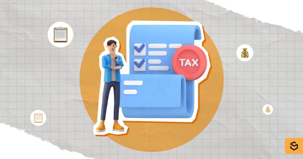 A person thinking and a tax document
