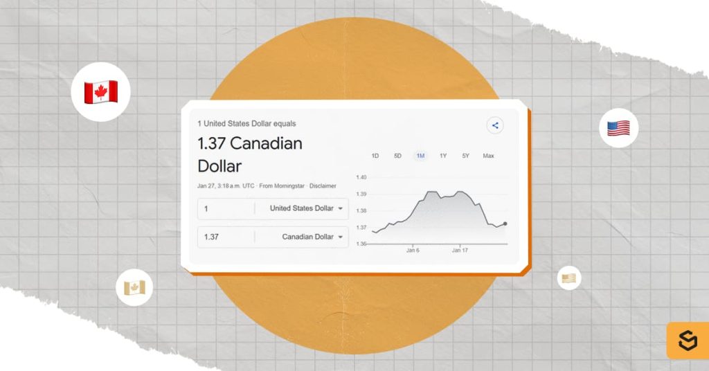 An image of a USD to CAD conversion
