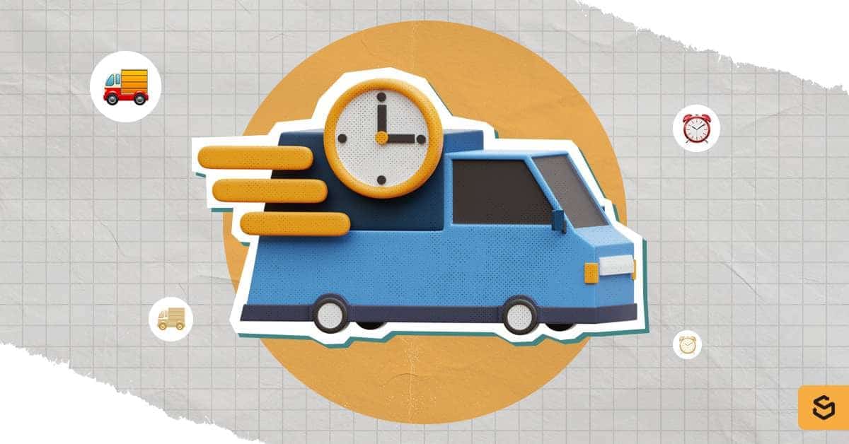 A truck with a clock.