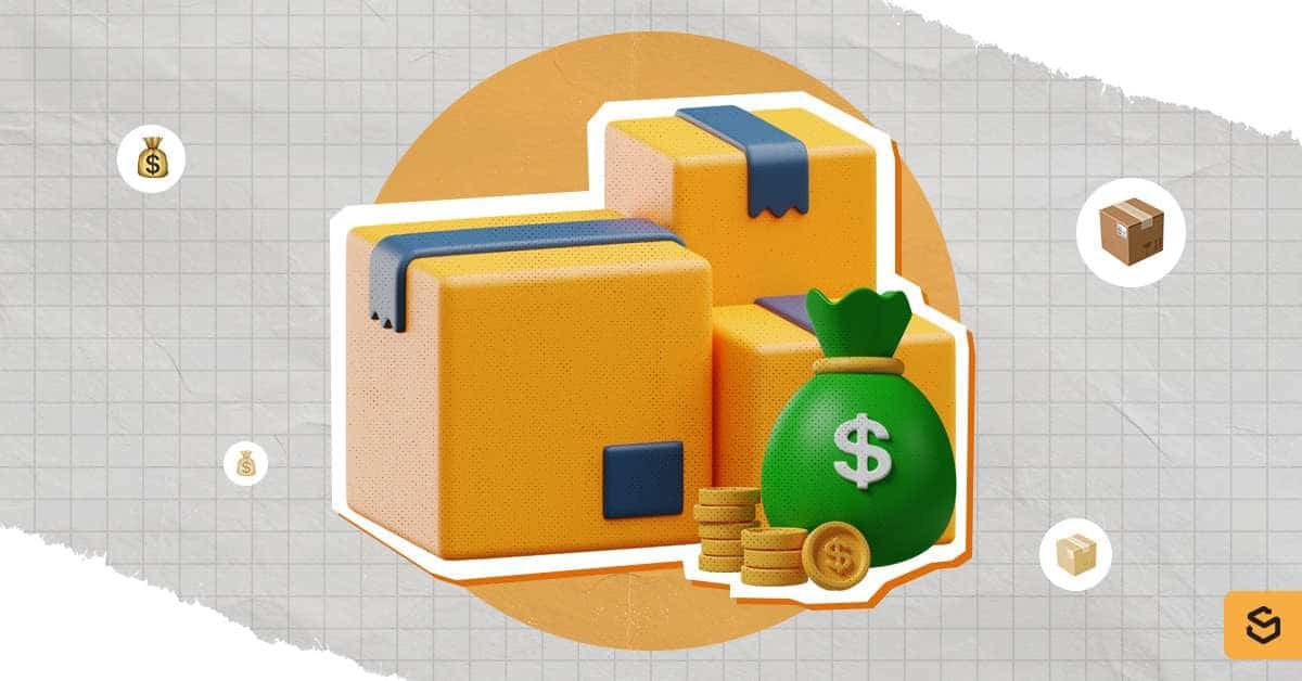 Coins and packages containing the items from the online shopping bag.