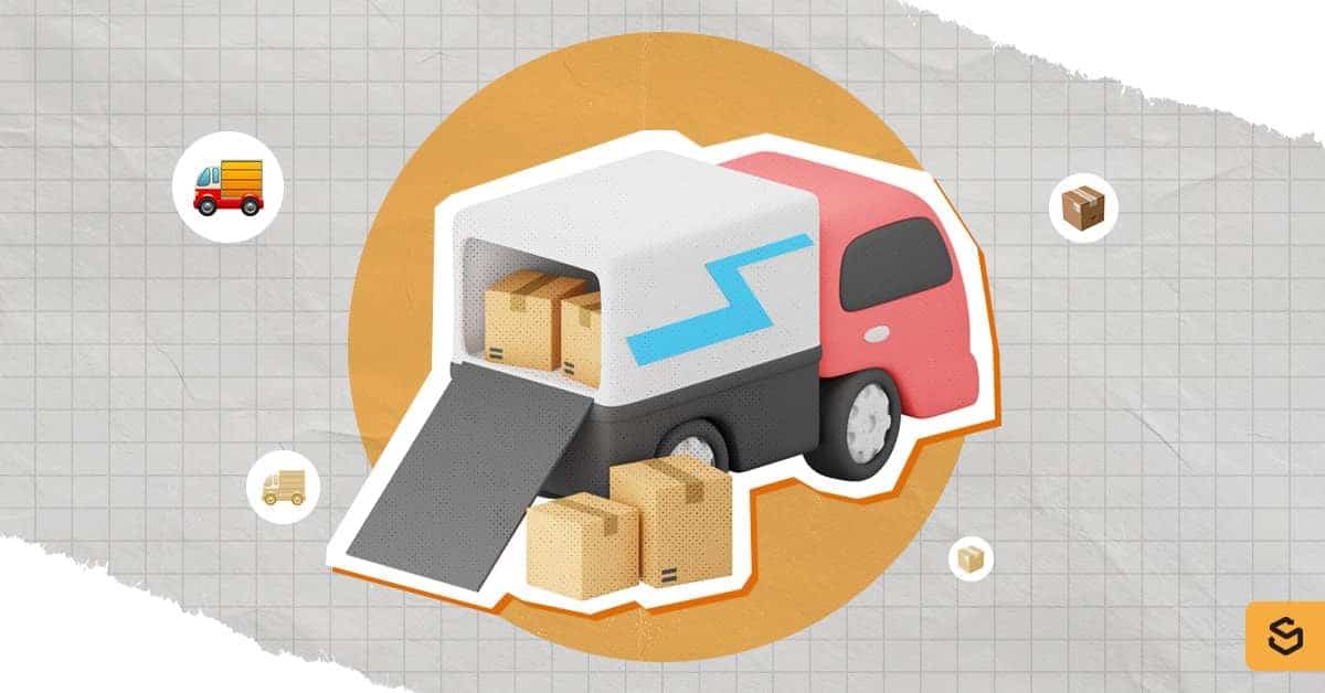 Iillustration of a truck with a purpose of delivering packages. 