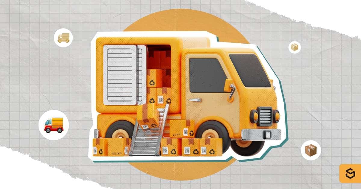 Illustration of a package delivery truck.