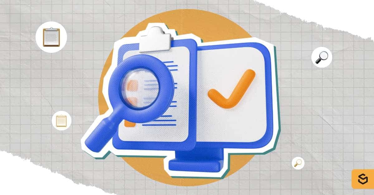 Magnifying glass on a checklist for the import duty and goods.